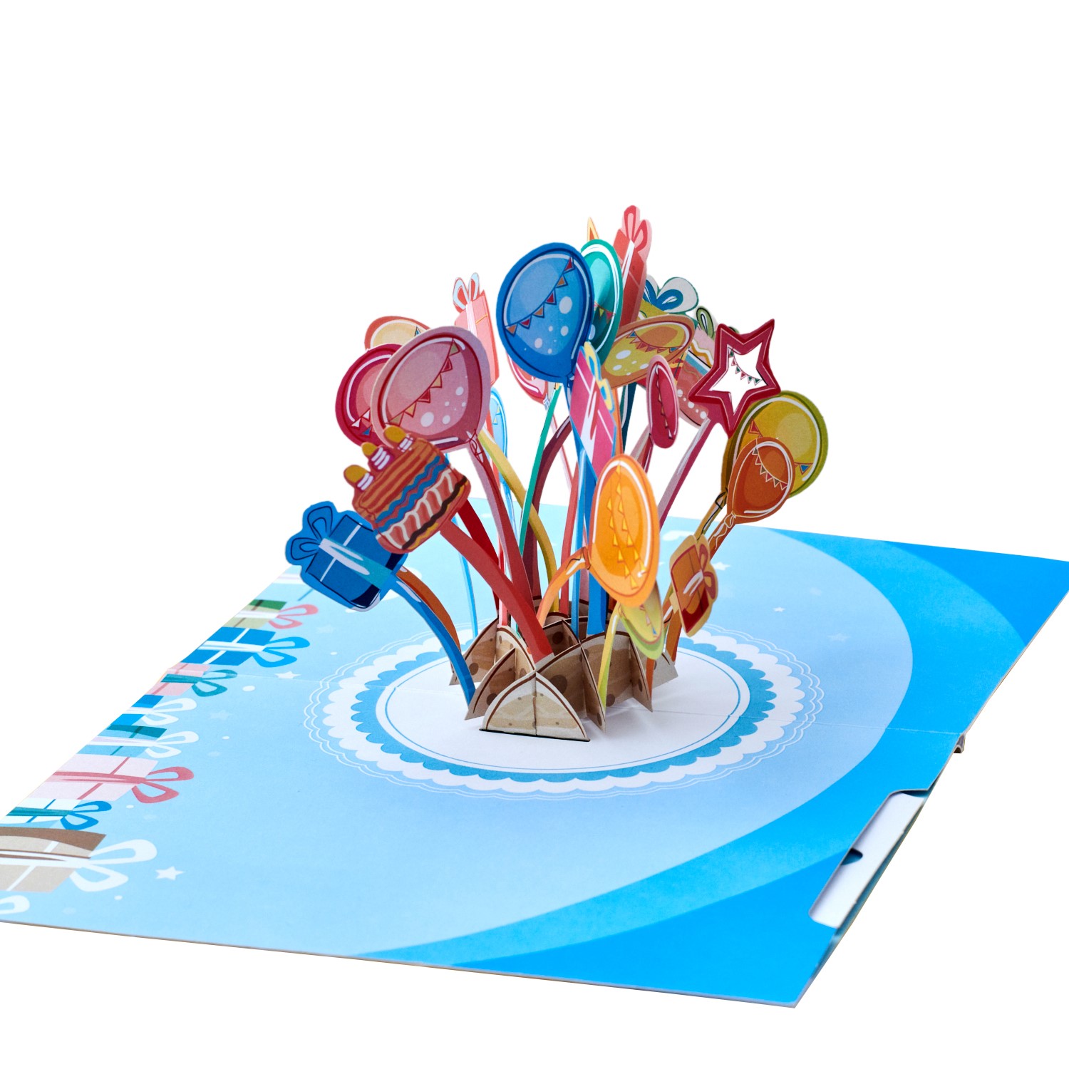 3D voščilnica Baloni – na mizi od zgoraj